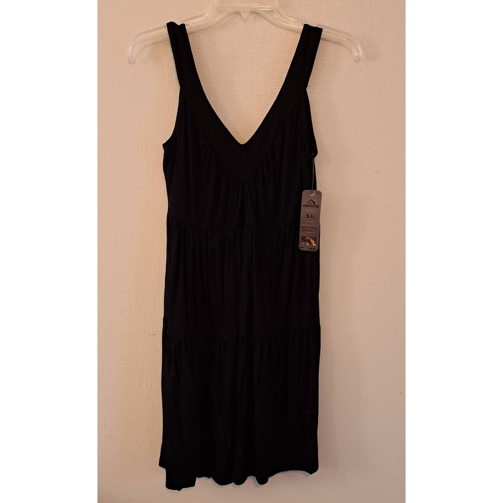 Jordache Black Tunic Top- Tiered Womens XL NWT V-Neck Sleeveless 1444-325